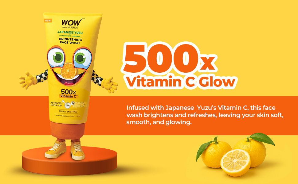 WOW Skin Science Japanese Yuzu + Vitamin C with Ceramide Brightening Face Wash