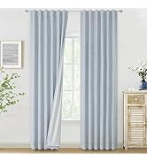 Vision Home Chambray Blue Full Blackout Curtains 84 inch for Bedroom Living Room Darkening Soundp...