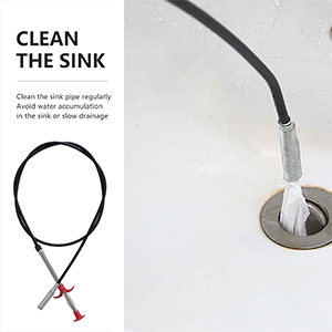 Drain cleaning wire tool stick plunger cleaner handle stainless steel sink kitchen bathroom toilet
