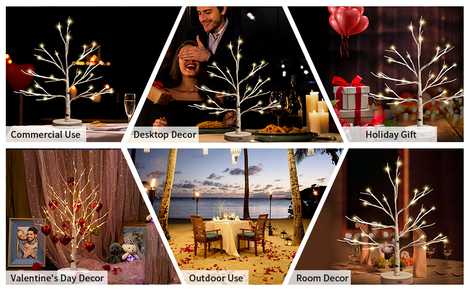 Hypestar Twig tree with lights,Valentine Decorations with 80 LED,white