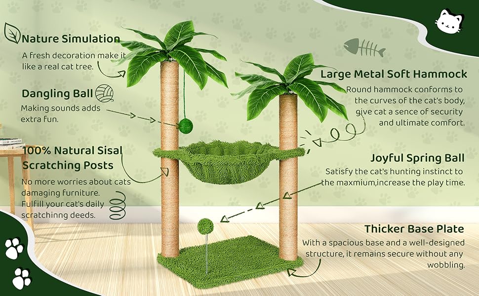 nature simulation, dangling ball, lagre metal soft hammock,sisal, spring ball, thicker base plate