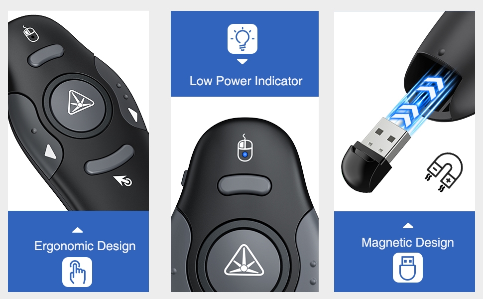 Rechargeable Presentation Clicker with Air Mouse Control