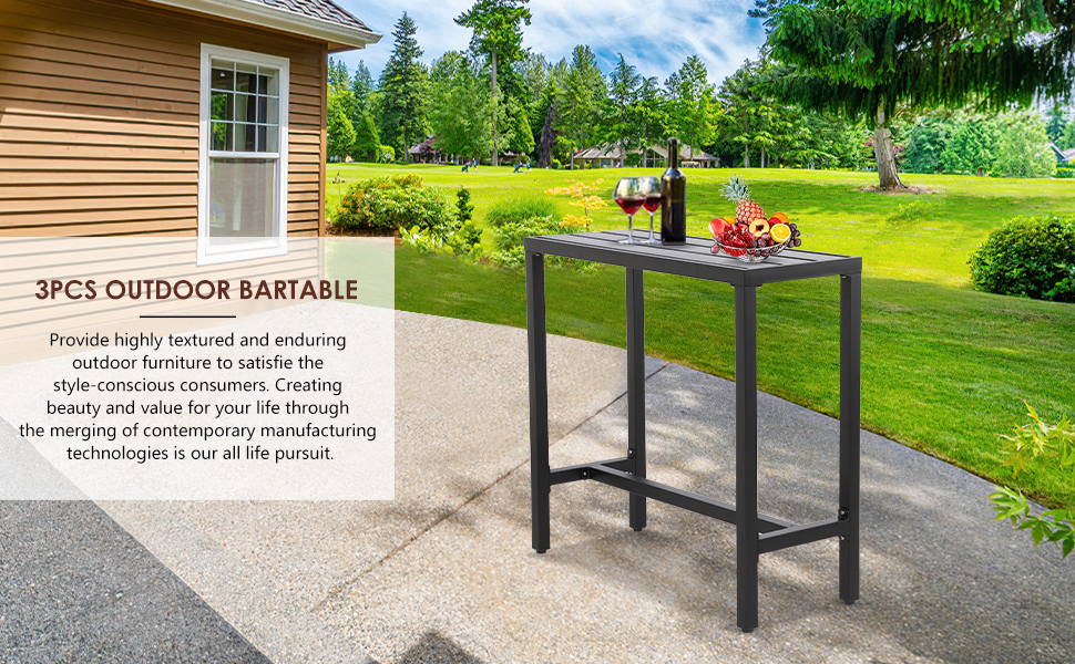 ONLYCTR Outdoor Bar Table, Patio Counter Height Bar Table