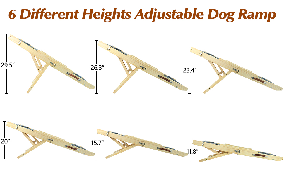 Large Dog Ramp, 120 cm Long and 40 cm Wide Wooden Folding Portable Pet