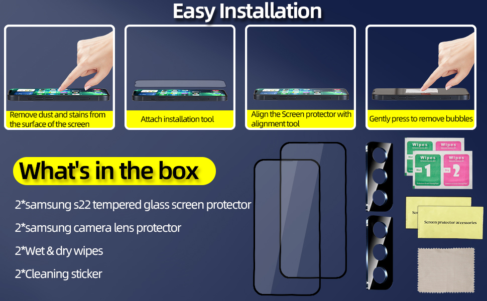 [2+2 Pack] Oduio Screen Protector for Samsung Galaxy S22 (6.1