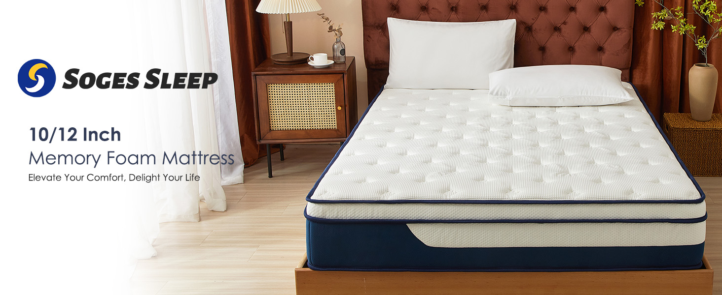 SogesSleep Queen Mattress 12 Inch, Hybrid Mattress in a Box