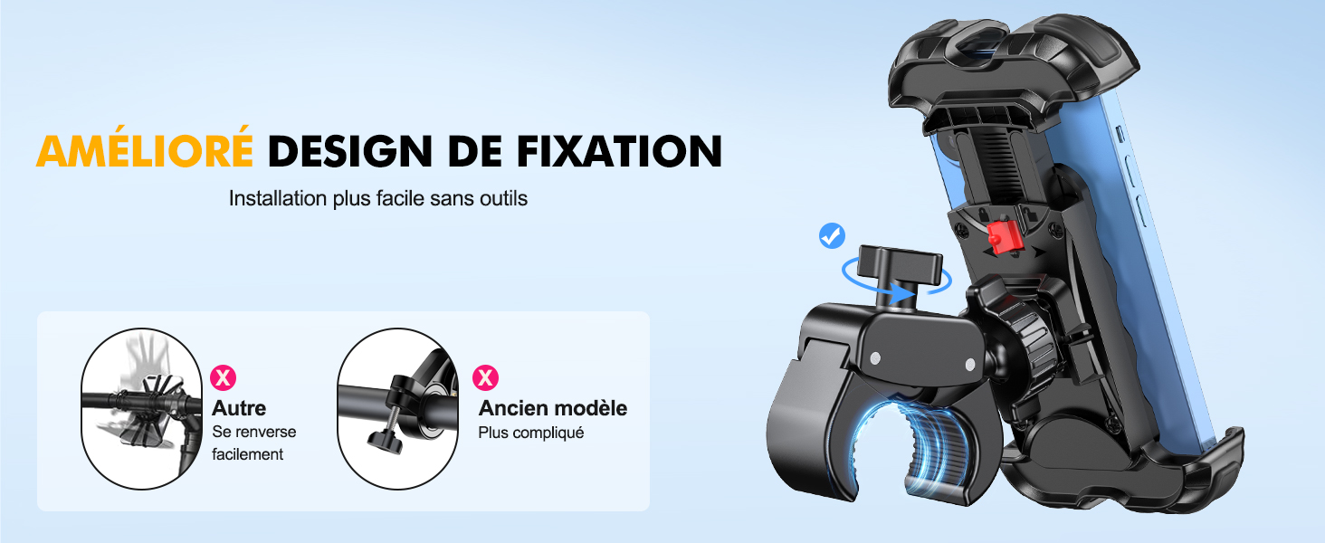 trotinette electrique porte accroche attache support telephone smartphone velo moto scooter vtt