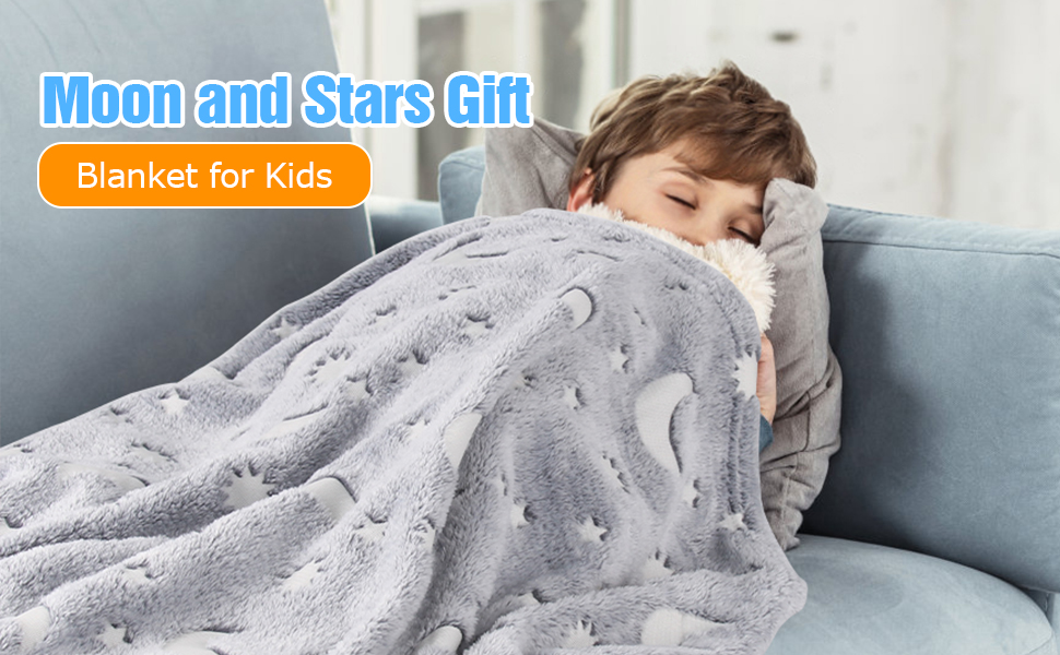 Helecors Glow in The Dark Throw Blanket for Kids, 50" x 60" Soft