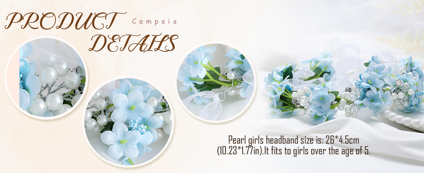 Blue flower girls headband
