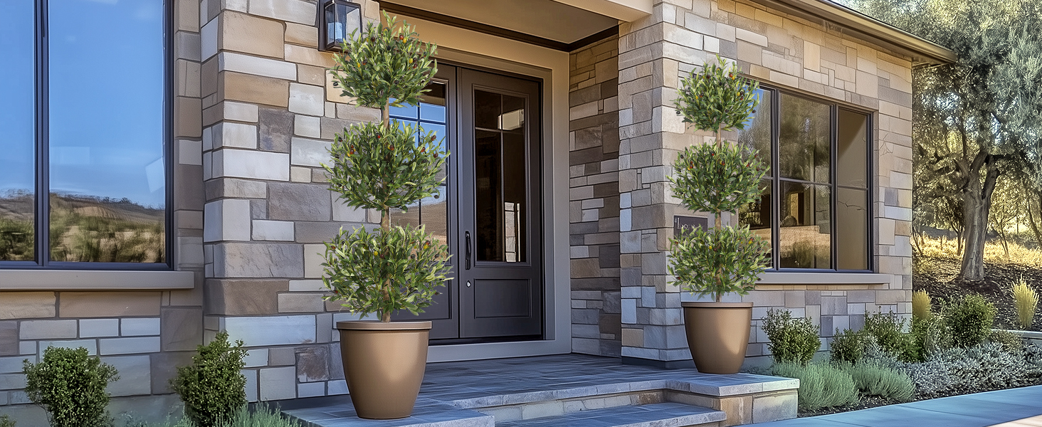 5FT Artificial Olive Triple Ball Topiary Trees
