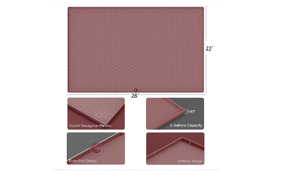 Under Sink Mat Kitchen Tray 28" x 22"，Flexible Waterproof Silicone Made