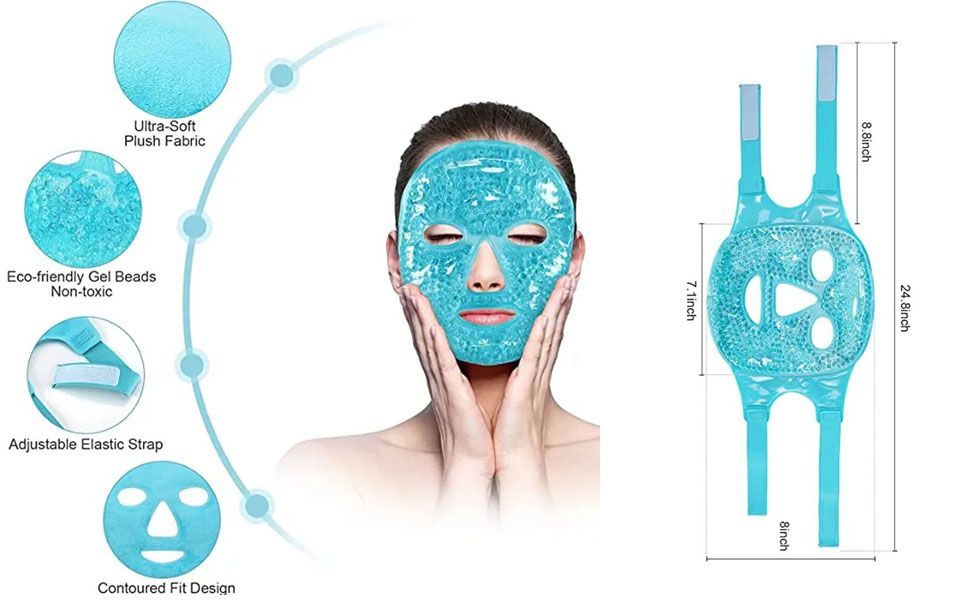 Gamufw Cooling Face Mask Hot Cold Therapy Gel Ice Face Mask for Face