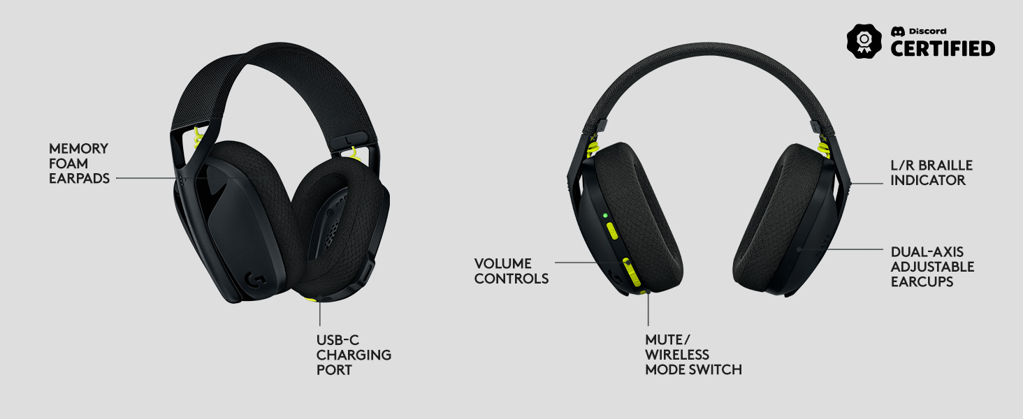 Logitech G435 Lightspeed & Bluetooth Wireless Gaming Headset Ultra Lightweight 165G OverEar