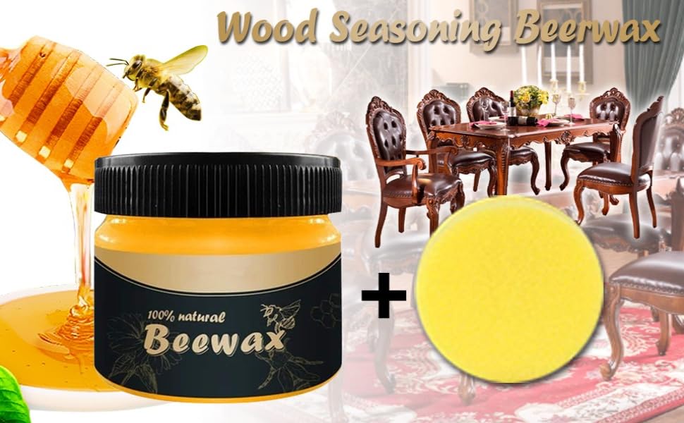Kriq Wood Seasoning Bee Wax With SpoungesNatural Traditional Beeswax
