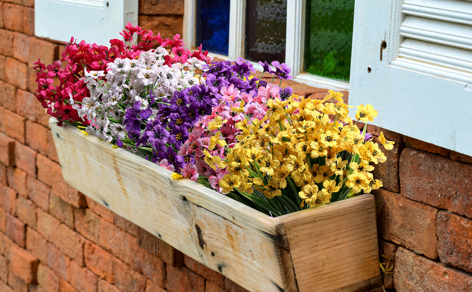 YXYQR 20 Bundles Artificial Flowers Bulk Outdoors UV Resistant Fake