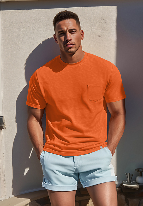 mens cotton slub pocket tee shirts