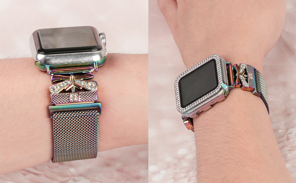 YouthRun Magnetic Milanese Band with Bling Case Compatible with Apple Watch, for Women