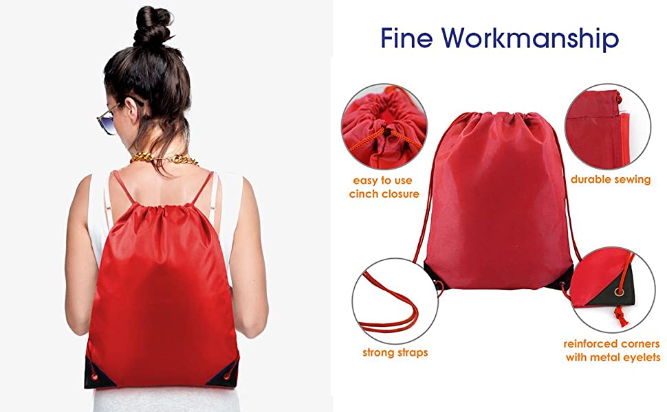 BeeGreen 30 Pack Red Drawstring Bags Cinch Bags Bulk String Backpack Machine