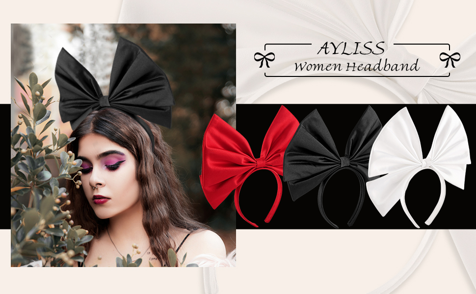 Ayliss Women Hugo Bow Headband Cute Big Bowknot Hair Hoop Hairband Halloween Cosplay Party 