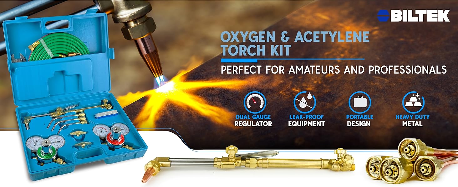 Biltek Oxygen Acetylene Torch Kit Portable Cutting, Brazing