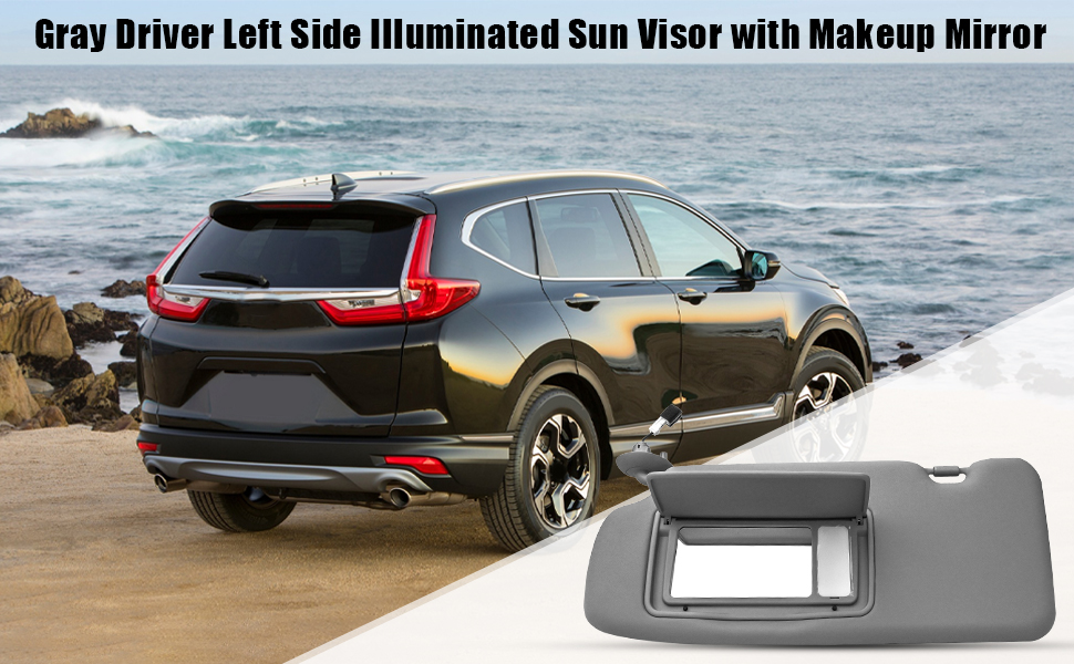 PNYZIK Gray Driver Left Side Illuminated Sun Visor with