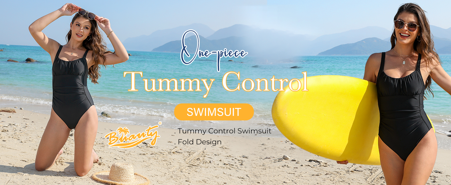 Buauty One Piece Swimsuit Women Ruched Swimming Suits