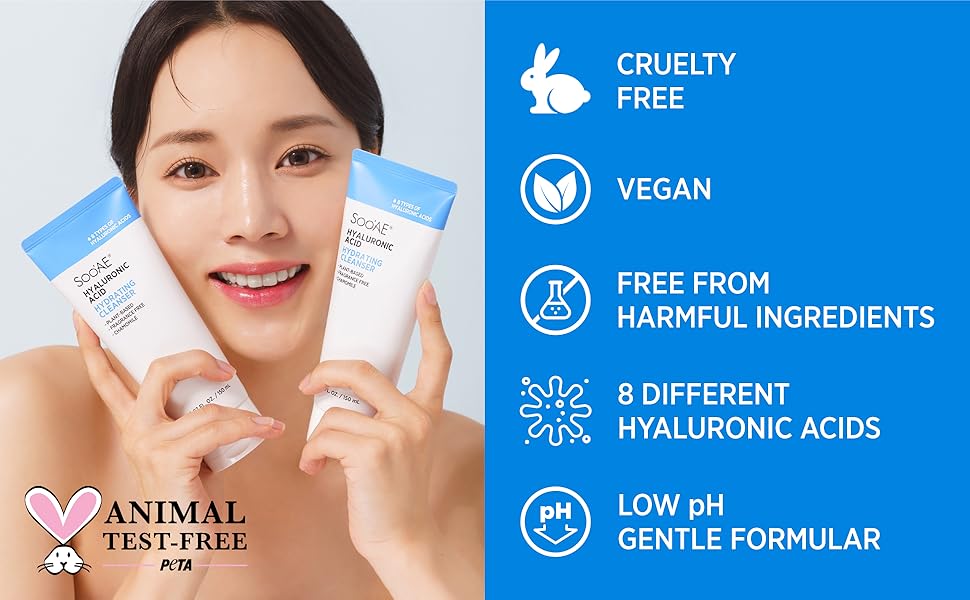 Soo'AE Hyaluronic Acid Hydrating Facial Cleanser Gentle Face Wash 5.07