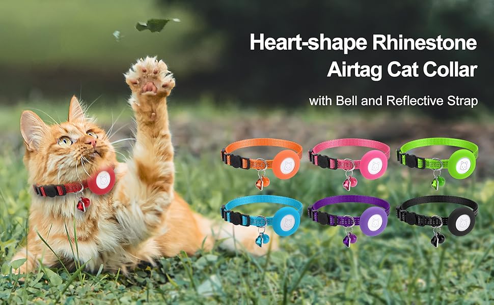 Pet Supplies Airtag Cat Collar, Cute Reflective Air Tag Cat Collar