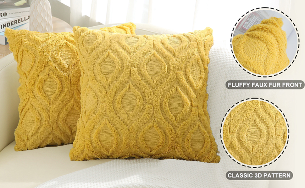 CJWLKJ 2Pcs Soft Faux Fur Throw Pillow Covers 18x18 Plush Short Wool