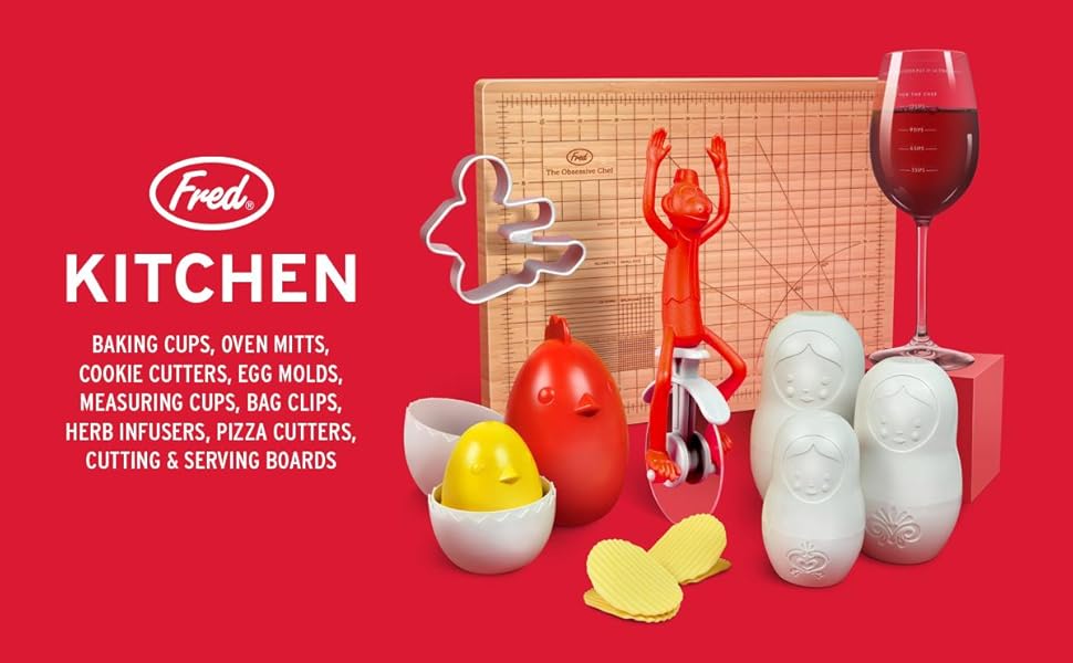 fred, genuine fred, fred & friends, kitchen, gadgets, cooking, baking, measuring cups, cutting