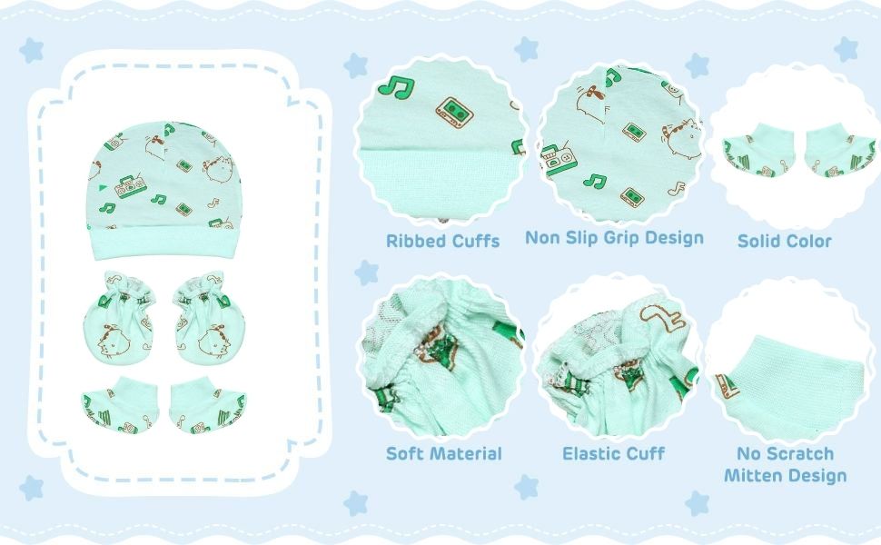 SPN-BFC  Mittens Set with Cap and Booties for Newborn Girls and Boys