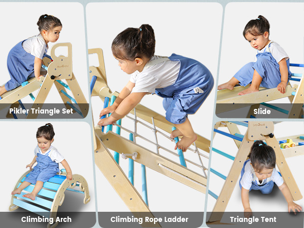 Amazon.com: BlueWood 2025 8-in-1 Pikler Triangle Climbing