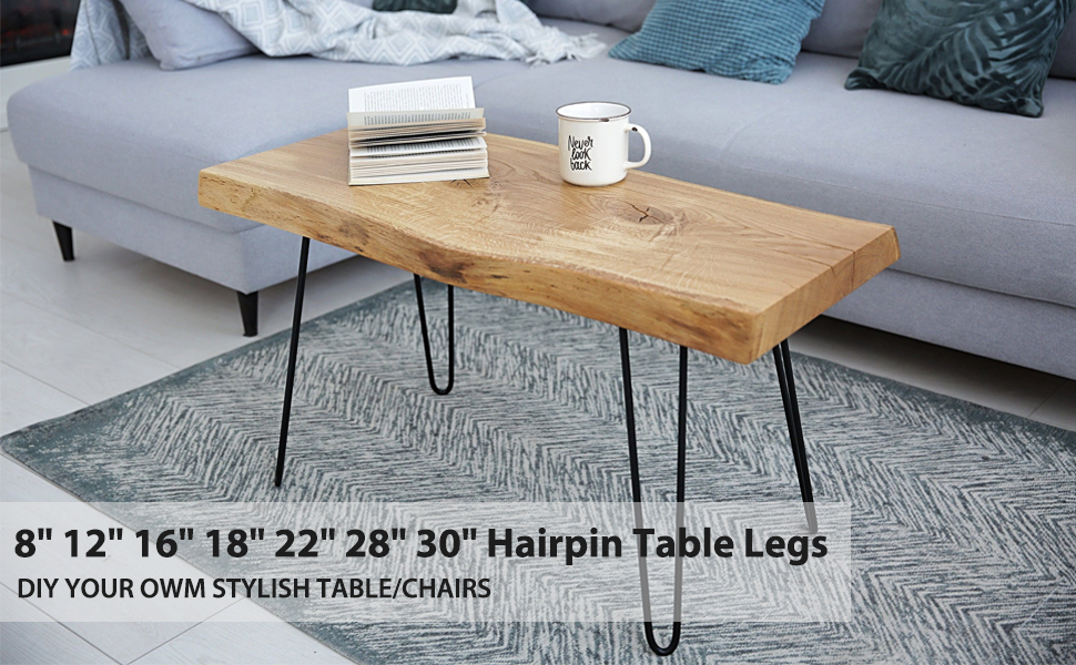 22 Inch Hairpin Table Legs, Heavy Duty Metal Coffee Table