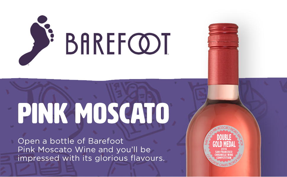 Barefoot Pink Moscato, Californian Rosé Wine, 6x 750ml bottles Amazon