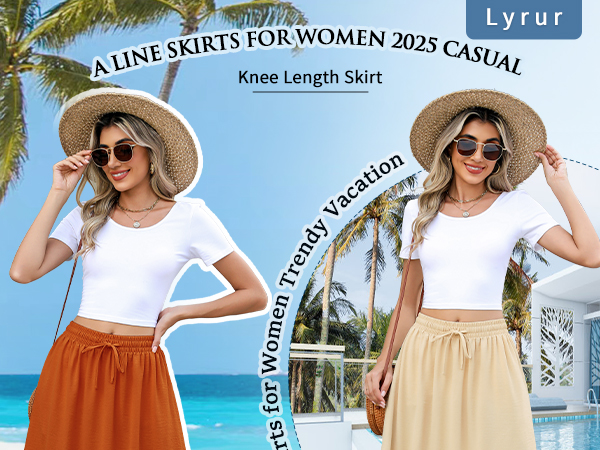 Amazon.com: Lyrur Womens Linen Skirts Summer 2025 Trendy