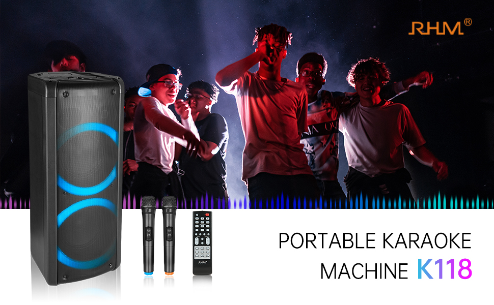 RHM Karaoke Machine for Adults Kids, Portable Bluetooth PA