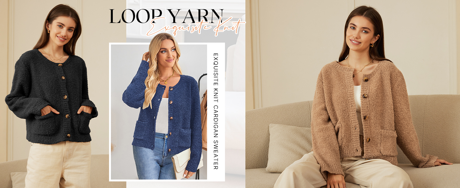 chunky knit button open front cardigan sweater for women fall winter 2024 2025