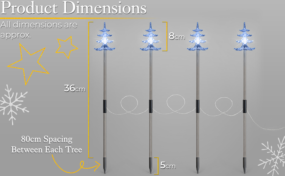 CHRISTOW Christmas Tree Path Lights, White LED Outdoor Pathway Stake