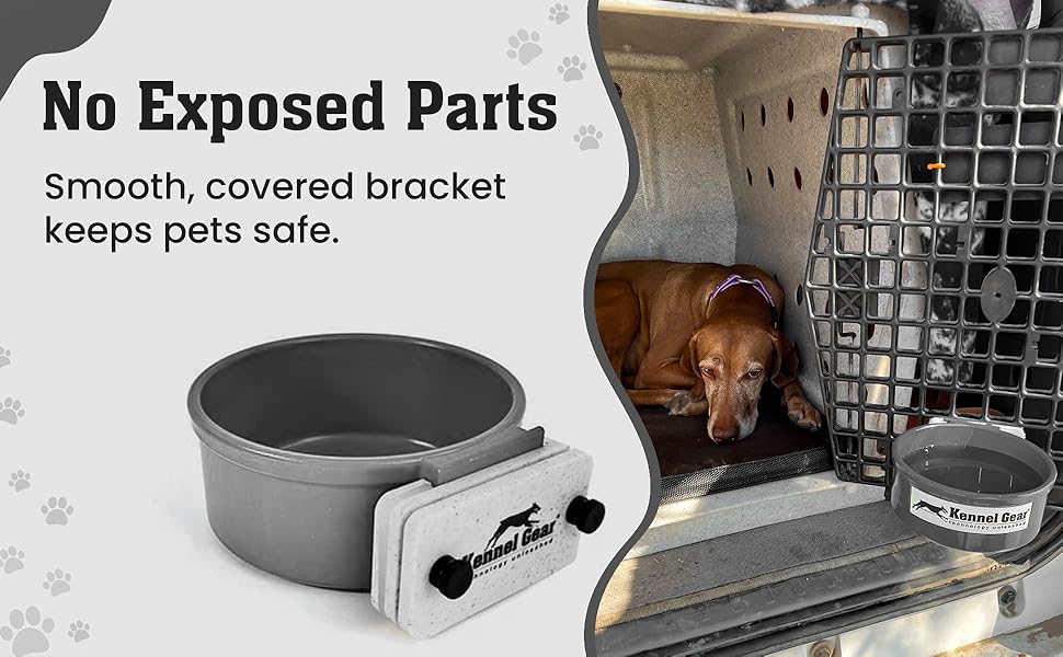 Dog crate water bowl attachable no spill stainless steel bowl for kennel cages