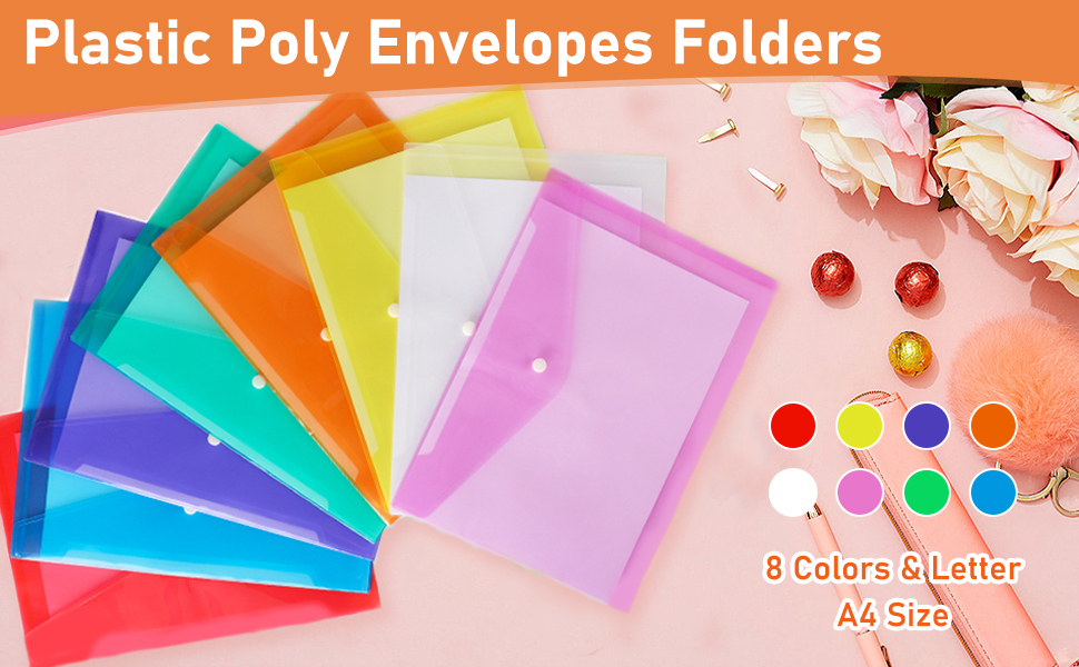 28 Pcs Transparent Plastic File Folders, Letter Size / A4 Size