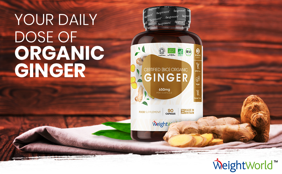 Organic Ginger Supplement 1300mg (2 Ginger Capsules Per Serving) Soil