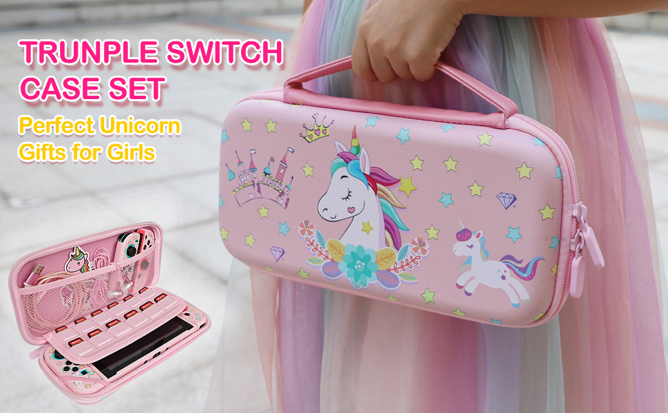 Pink Unicorn Carrying Case Compatible with Nintendo Switch