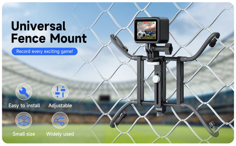 TELESIN Fence Mount Aluminum with Flexible Adjustable Clamp Arm for Go