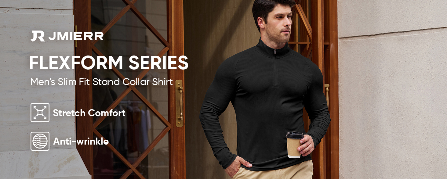 JMIERR Mens Quarter Zip Shirt Casual Quick Dry Moisture Wicking Long Sleeve Ribbed Athletic Workout Pullover Tee 14 Athletic Shirts