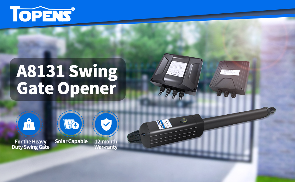 TOPENS A8131 Single Swing Gate Opener Heavy Duty Automatic Gate Motor