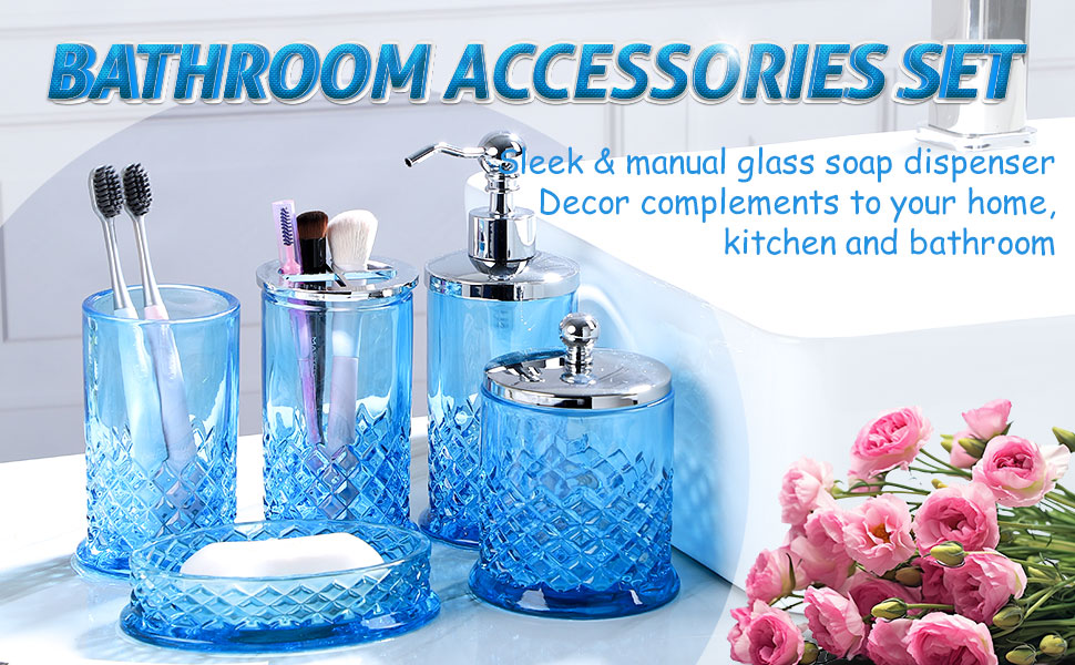 glass bathroom accessory set