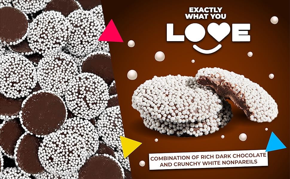 white nonpareils dark chocolate candy bulk sweets goody bag fillers party favors decor dessert