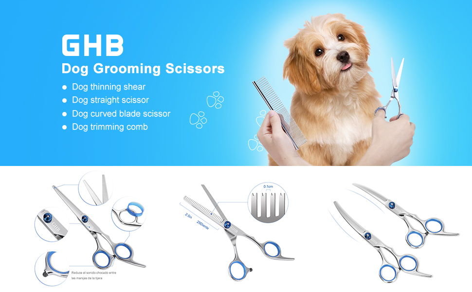 GHB Dog Grooming Scissors Thinning Scissors for Dogs 5Piece Amazon