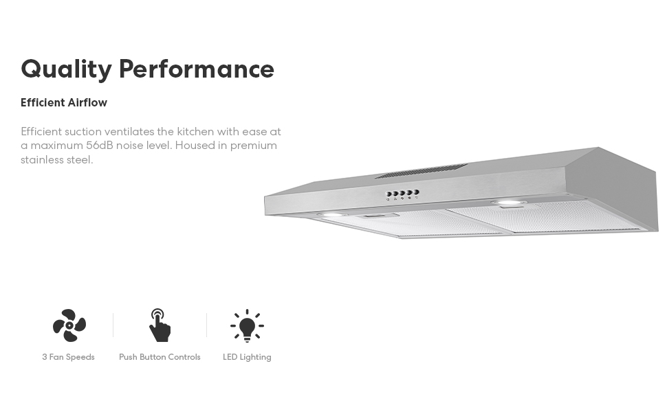 Cosmo 5U30 30 in. Under Range Hood with Ducted/Ductless Convertible Slim Kitchen Over