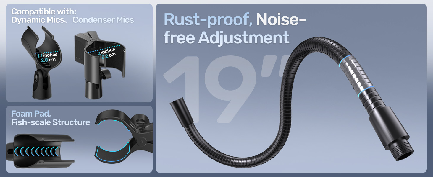 19 in gooseneck mic stand